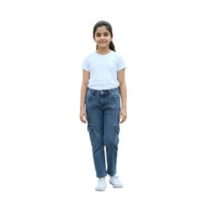 Girls' Cargo Jeans - Comfortable Utility Fit